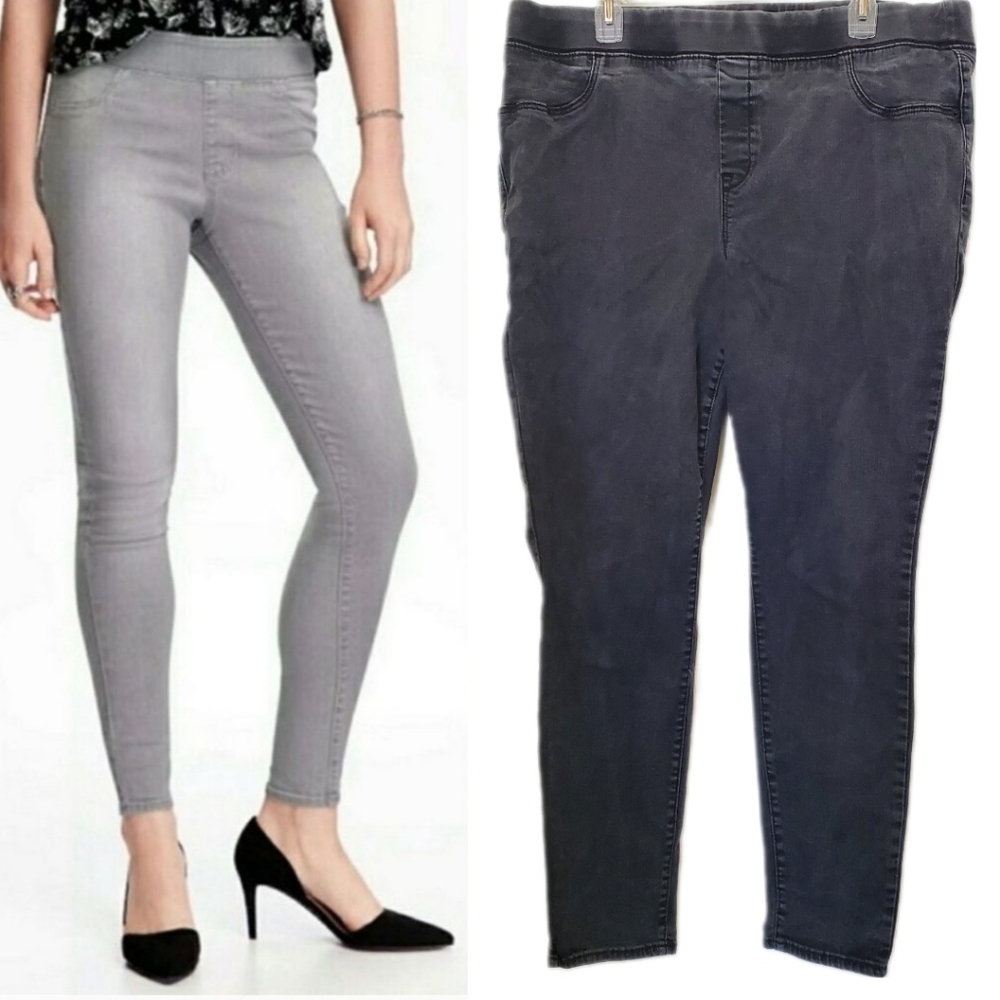 20 Old Navy Rockstar Jegging with Built In Sculpt, Dark Grey Denim Pull On Jeans